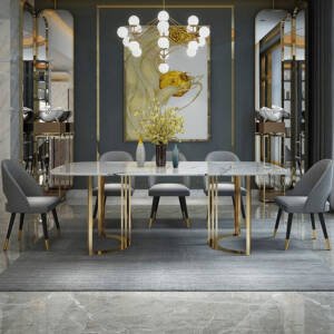 طاولة طعام تصميم ايطالى بسطح رخام فاخر