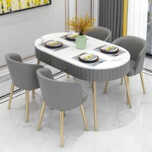 طاولة طعام بيضاوية حديثة بتصميم انيق