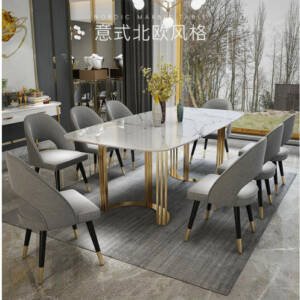 طاولة طعام مستطيلة بسطح رخامى