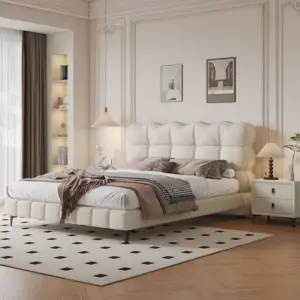 سرير نوم مزدوج مع كمودينة بتصميم فاخر